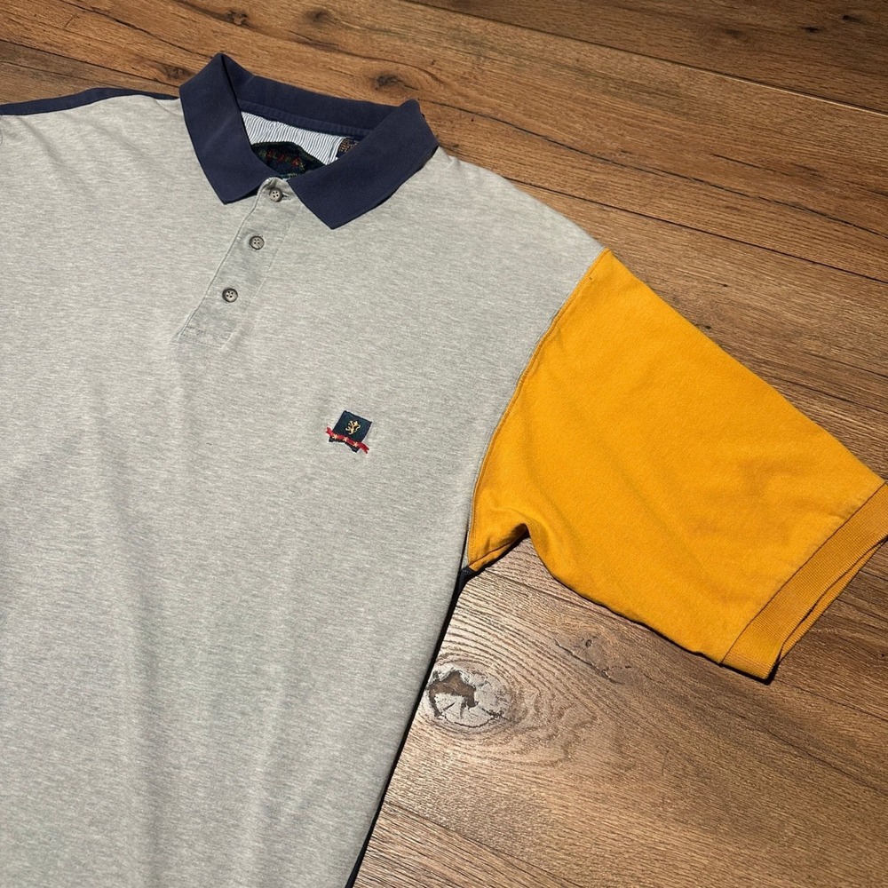 Vintage Halifax Multi Color Colorblock Polo Shirt Men XL